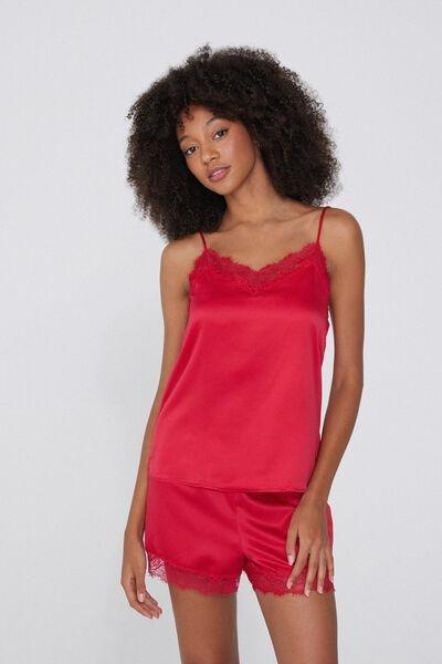 Red Narrow Shoulder Straps Camisole, , large image number 1