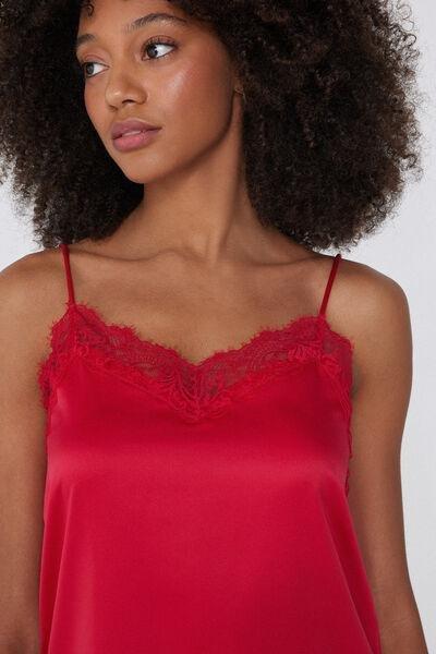 Red Narrow Shoulder Straps Camisole, , large image number 3