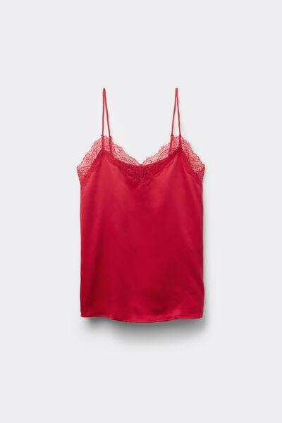Red Narrow Shoulder Straps Camisole, , large image number 4