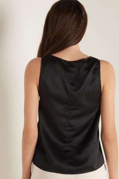 Black Satin And Lace Camisole, Black, large image number 2