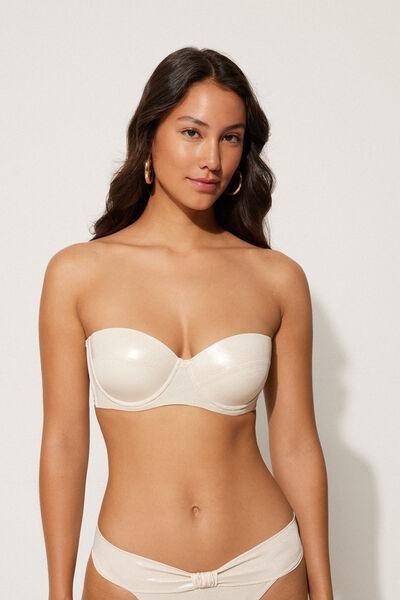 Cream Graduated Bandeau Bikini Top, , large image number 0