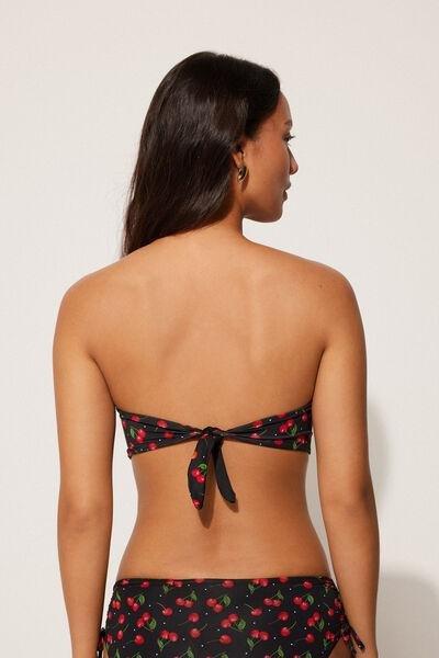 Black Cherry Print Bandeau Bikini Top, 5701_767Y, large image number 2