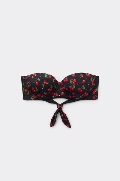 Black Cherry Print Bandeau Bikini Top, 5701_767Y, large image number 4
