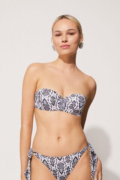 Black Padded Bandeau Bikini Top, 5701_896Y, large image number 1