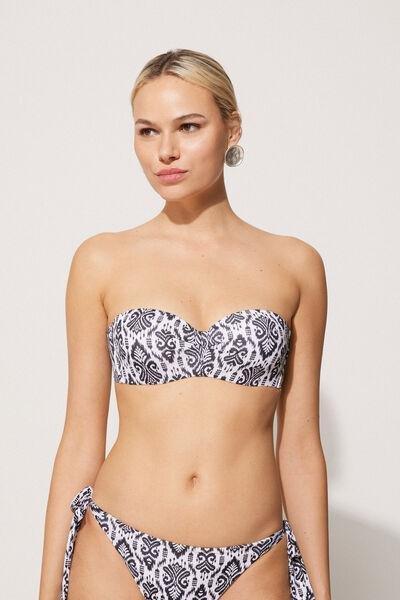 Black Padded Bandeau Bikini Top, 5701_896Y, large image number 1