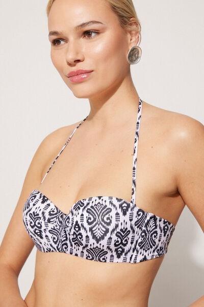 Black Padded Bandeau Bikini Top, 5701_896Y, large image number 3