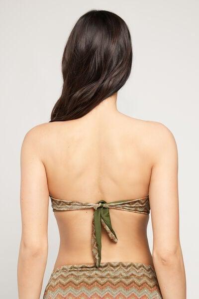 Brown Luxury Chevron Padded Bandeau Bikini Top, 5701_298Z, large image number 2