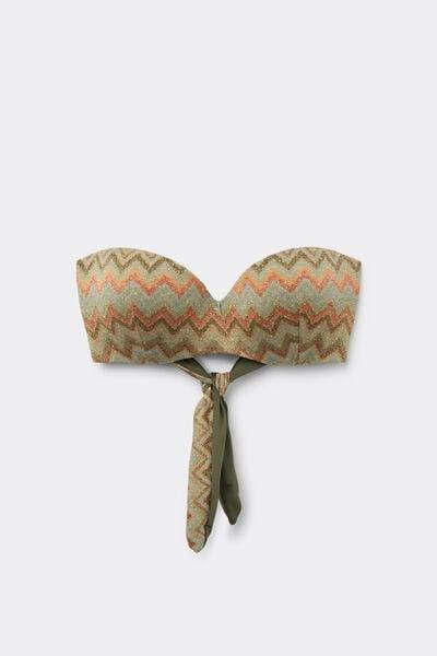 Brown Luxury Chevron Padded Bandeau Bikini Top, 5701_298Z, large image number 4