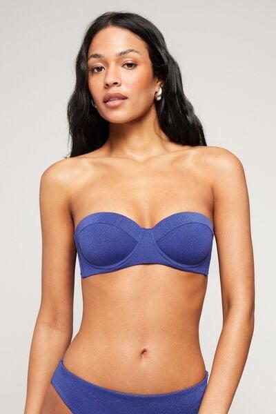 Blue Glimmer Diva Padded Bandeau Bikini Top, 5701_293Z, large image number 1