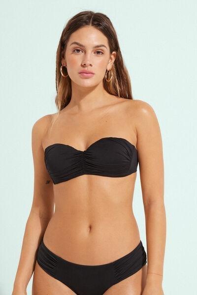 Recycled Microfibre Padded Bandeau Bikini Top with Gathering 