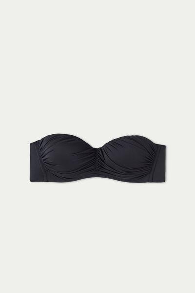 Black Padded Bandeau Bikini Top, Black, large image number 8
