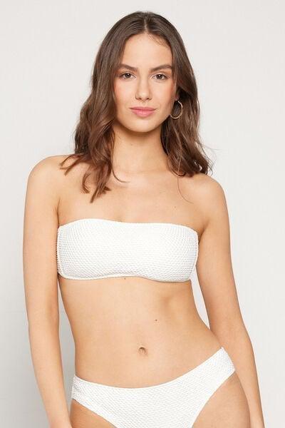 White Pique Wave Padded Bandeau Bikini Top, 5701_161Z, large image number 1