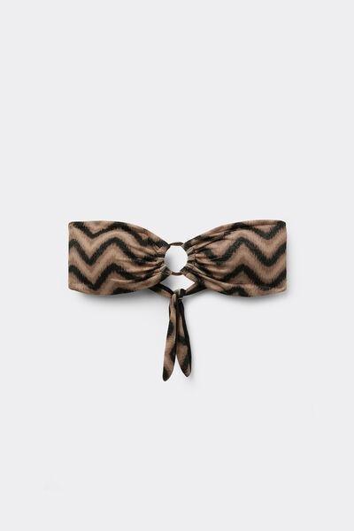 Brown Chevron Shine Bandeau Bikini Top, 5701_295Z, large image number 4