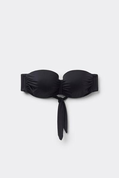 Black Padded Bandeau Bikini Top, Black, large image number 4