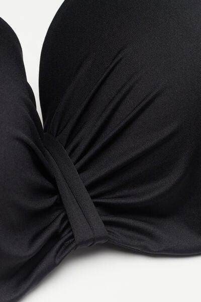 Black Padded Bandeau Bikini Top, Black, large image number 5