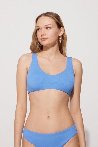 Blue Ribbed Bikini Top, 5701_525Y, large image number 1