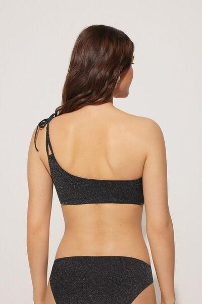 Black Lightly Padded One-Shoulder Bikini Top, , large image number 2