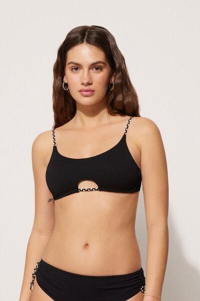 Black Tiki Texture Cut-Out Bikini Top, , large image number 0