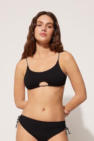 Black Tiki Texture Cut-Out Bikini Top, , large image number 1
