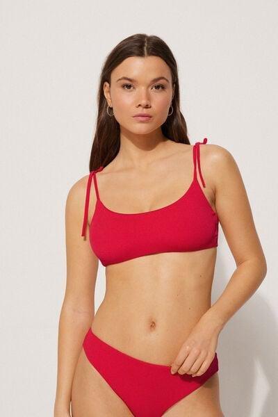 Red Ribbed Bikini Top, 5701_273U, large image number 1