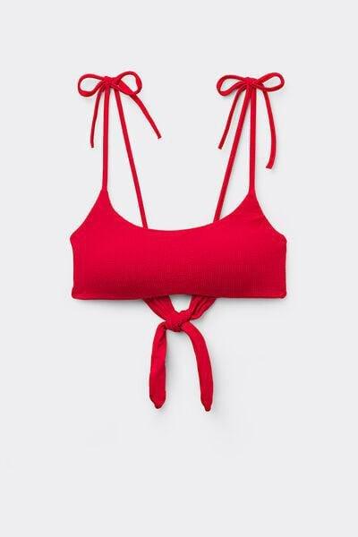 Red Ribbed Bikini Top, 5701_273U, large image number 3