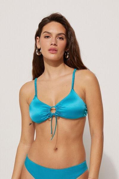 Blue Shiny Glam Bikini Top, , large image number 0