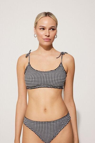 Black Basic Vichy Bikini Top, , large image number 1