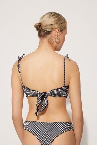 Black Basic Vichy Bikini Top, , large image number 2