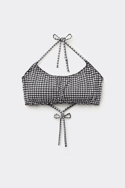 Black Basic Vichy Bikini Top, , large image number 4