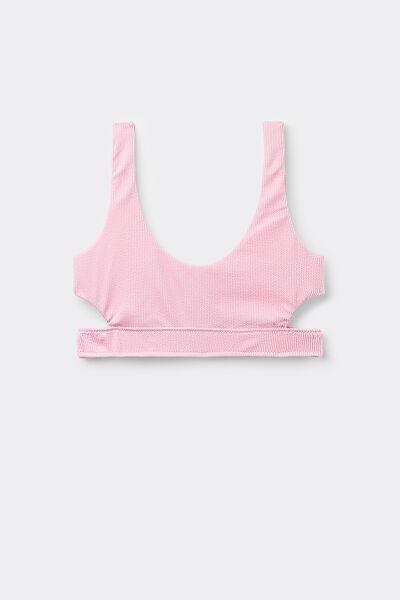 Pink Ribbed Bikini Top, 5701_899Y, large image number 2