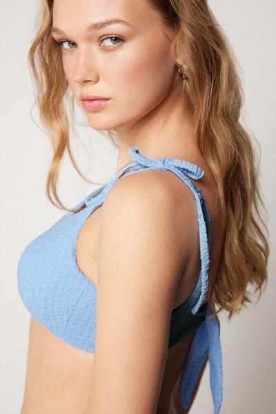 Blue Dreamy Texture Tie Detail  Padded Bikini Top, 5701_280Z, large image number 3