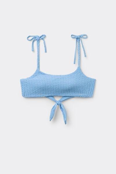 Blue Dreamy Texture Tie Detail  Padded Bikini Top, 5701_280Z, large image number 4