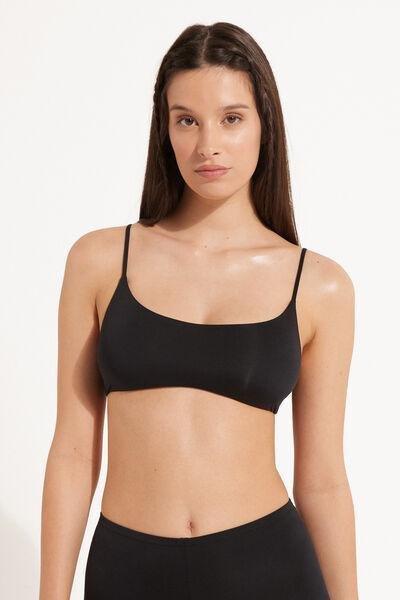 BLACK Recycled Microfibre Bikini Top with Removable Padding, , large image number 0