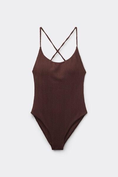 Brown Dreamy Effect One-Piece Swimsuit, 5701_779Y, large image number 4