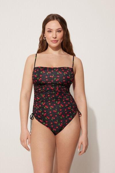 Black Cherry Print One-Piece Swimsuit, , large image number 0
