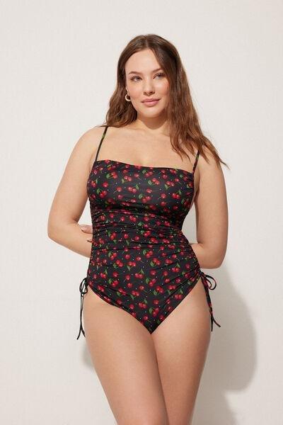 Black Cherry Print One-Piece Swimsuit, , large image number 1