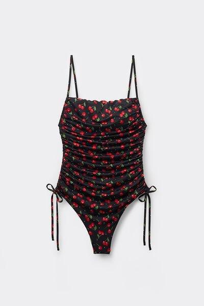 Black Cherry Print One-Piece Swimsuit, , large image number 4