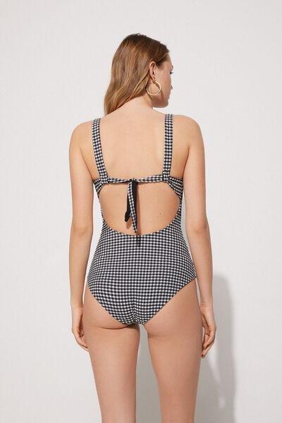 Black U-Neck One-Piece Swimsuit, 5701_778Y, large image number 2