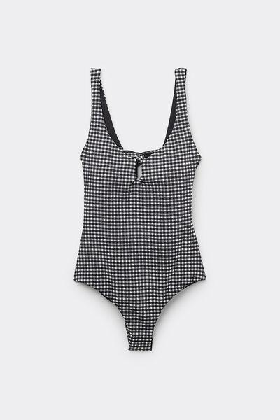 Black U-Neck One-Piece Swimsuit, 5701_778Y, large image number 4