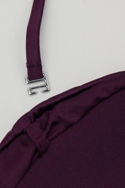 Burgundy Shiny Glam Gathered One-Piece Bandeau Swimsuit, 5701_282Z, large image number 6