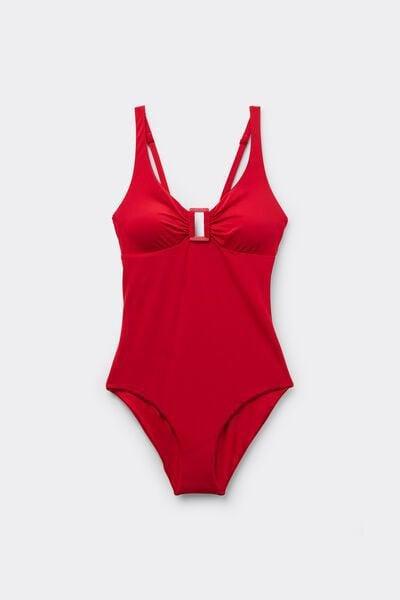 Red Timeless Look One-Piece Triangle Swimsuit, 5701_290Z, large image number 4