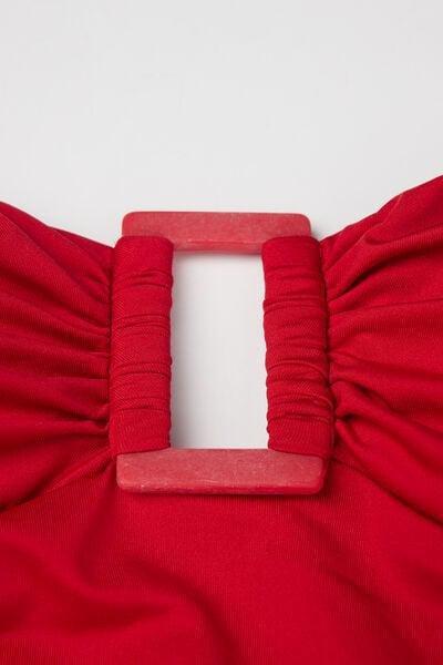 Red Timeless Look One-Piece Triangle Swimsuit, 5701_290Z, large image number 6