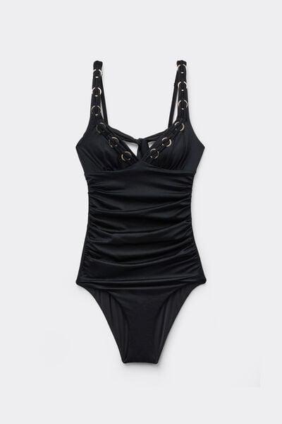 Black Royal Essence One-Piece Triangle Swimsuit, Black, large image number 4