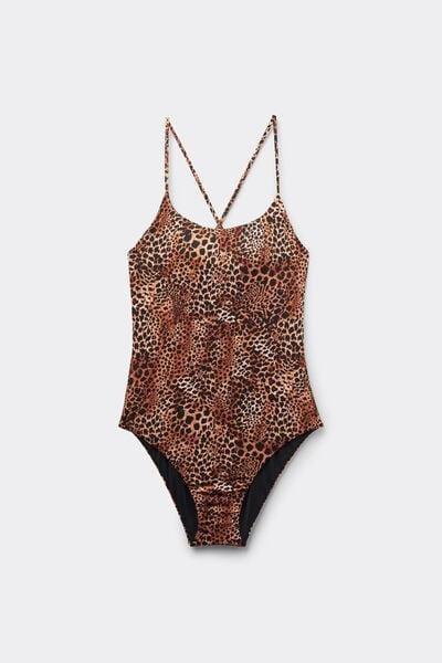 Brown Savage Sun Animal Print One-Piece Swimsuit, 5701_294Z, large image number 4