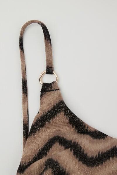 Brown Chevron Shine One-Piece Swimsuit, 5701_295Z, large image number 6