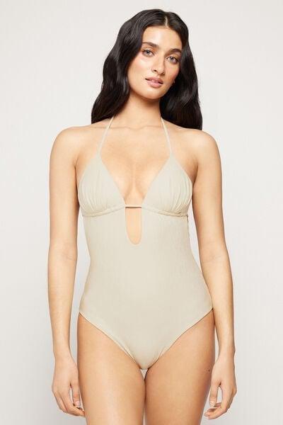 White Paradise Bay One-Piece Triangle Swimsuit, 5701_302Z, large image number 1