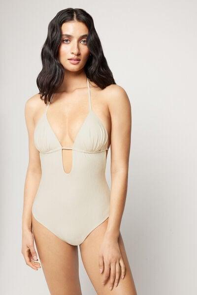 White Paradise Bay One-Piece Triangle Swimsuit, 5701_302Z, large image number 3