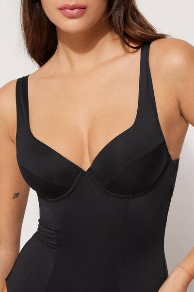 Tezenis - Black Recycled Microfibre Balconette One-Piece Swimsuit