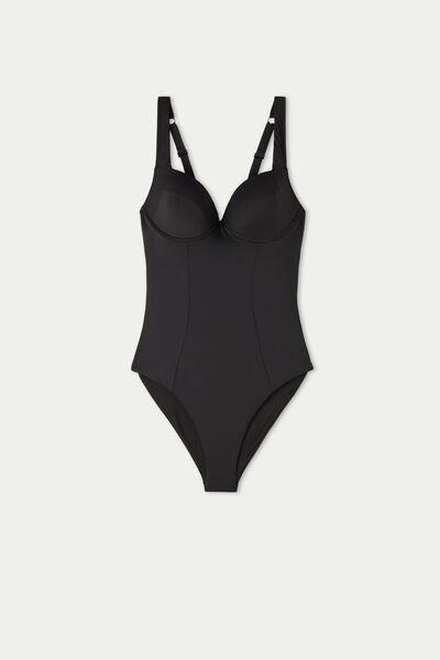 Black Balconette One-Piece Swimsuit, , large image number 4