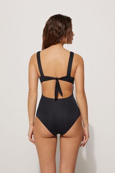 Black Padded One-Piece Swimsuit, , large image number 2